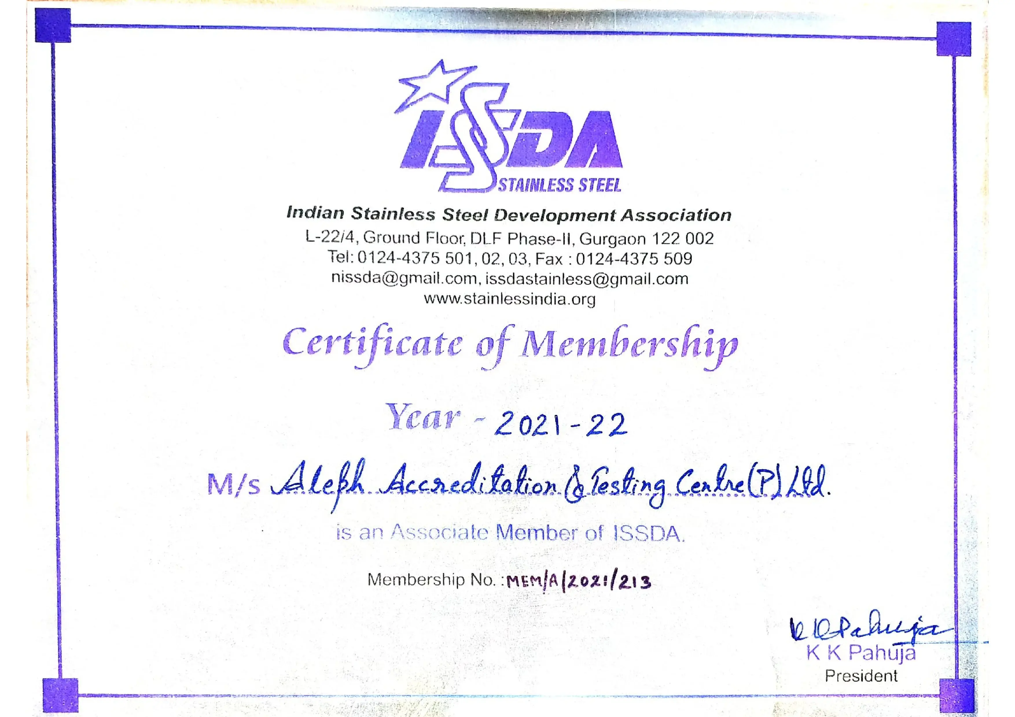 ISDA Certificate